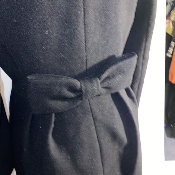 Kate spade ruffle bow back coat size 4 black - Picture 8 of 15